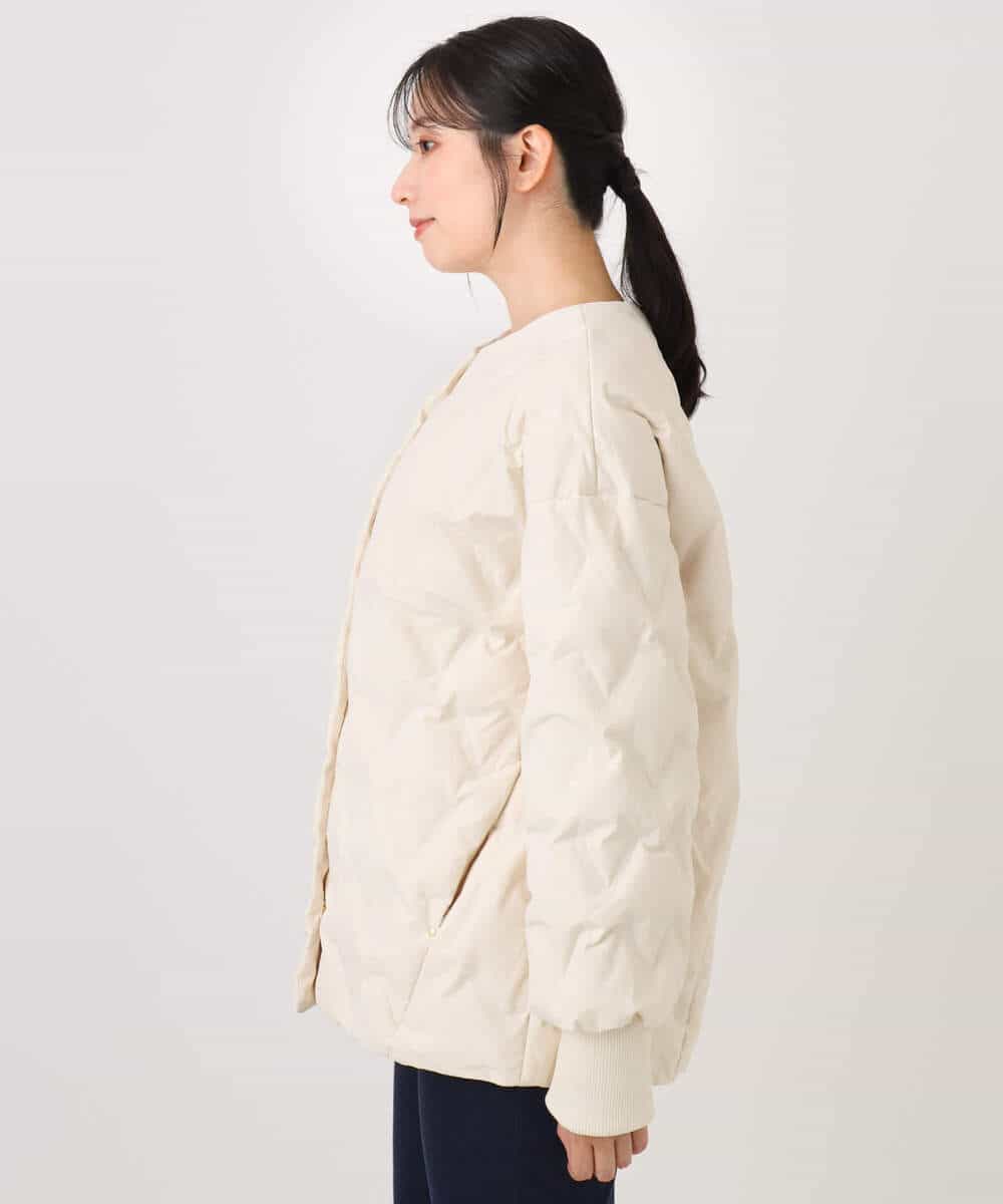 FUJAD50300 MK MICHEL KLEIN(MK ミッシェルクラン) ノーカラーミドル丈ダウンコート アイボリー