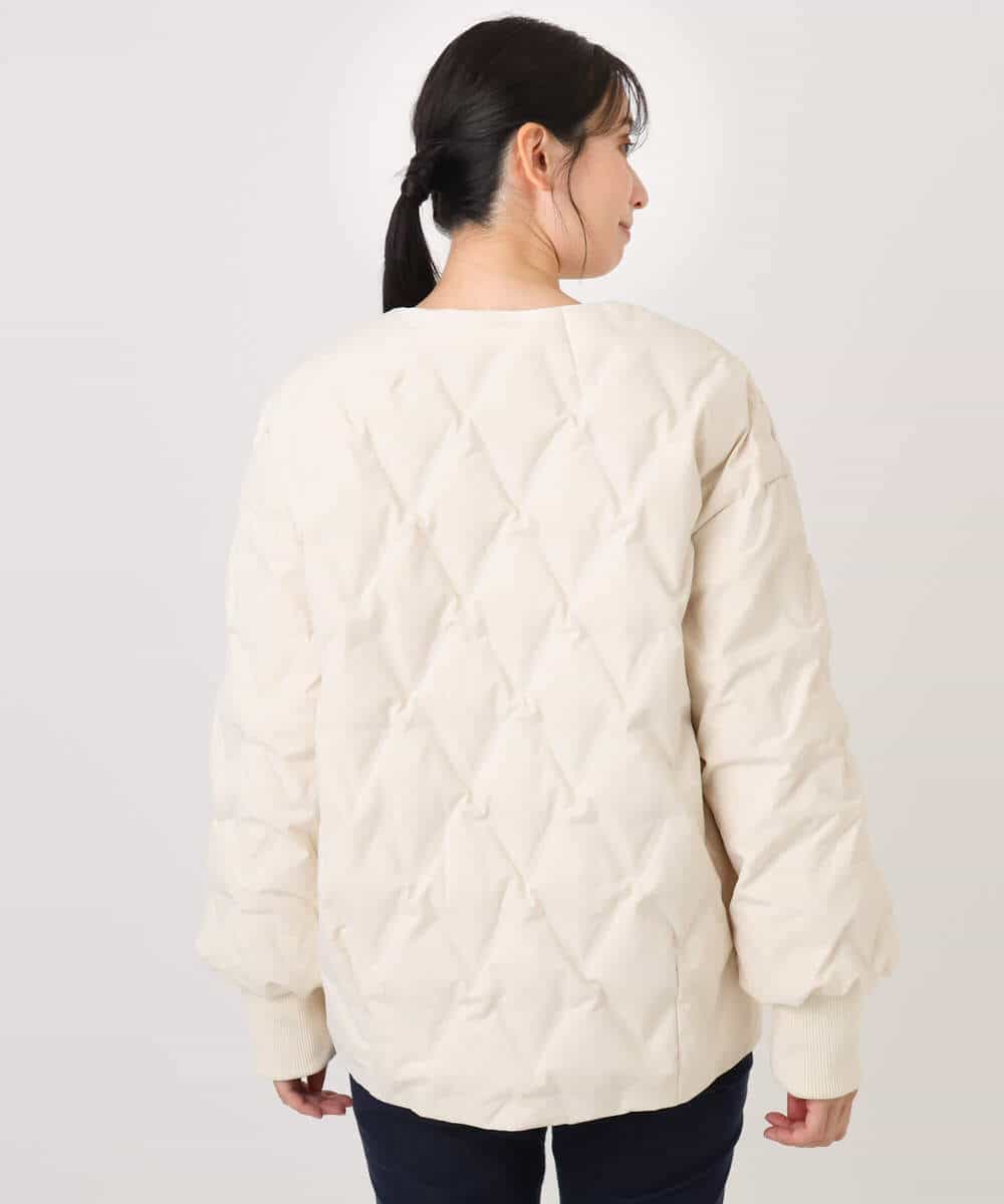 FUJAD50300 MK MICHEL KLEIN(MK ミッシェルクラン) ノーカラーミドル丈ダウンコート アイボリー