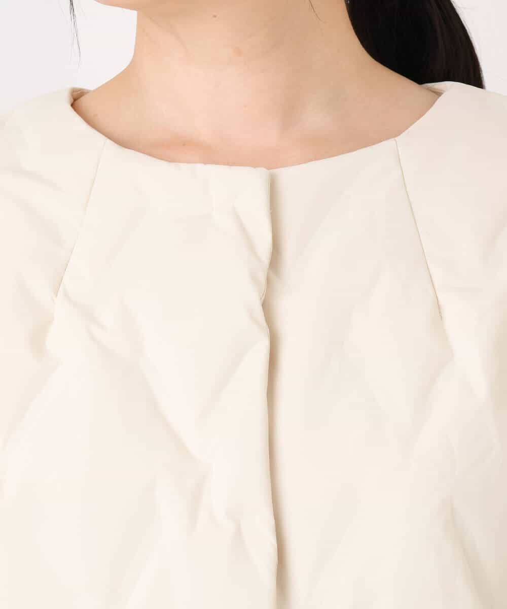 FUJAD50300 MK MICHEL KLEIN(MK ミッシェルクラン) ノーカラーミドル丈ダウンコート アイボリー