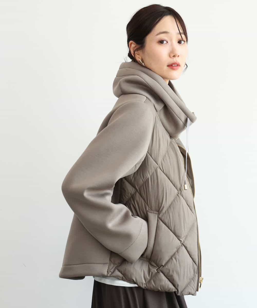 FUJAG10270 MK MICHEL KLEIN(MK ミッシェルクラン) カットボンディング中綿ブルゾン モカ