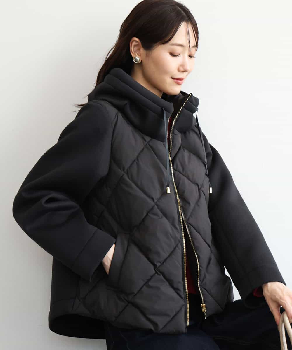 FUJAG10270 MK MICHEL KLEIN(MK ミッシェルクラン) カットボンディング中綿ブルゾン ブラック