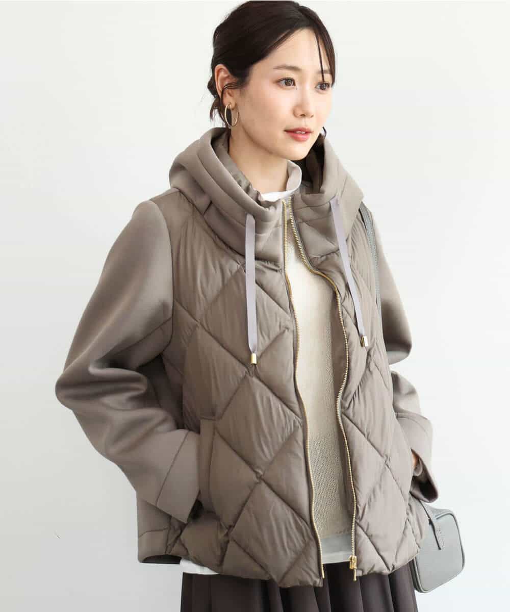 FUJAG10270 MK MICHEL KLEIN(MK ミッシェルクラン) カットボンディング中綿ブルゾン ブラック