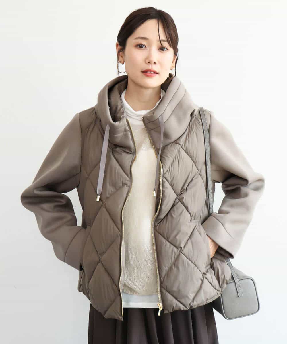 FUJAG10270 MK MICHEL KLEIN(MK ミッシェルクラン) カットボンディング中綿ブルゾン ブラック