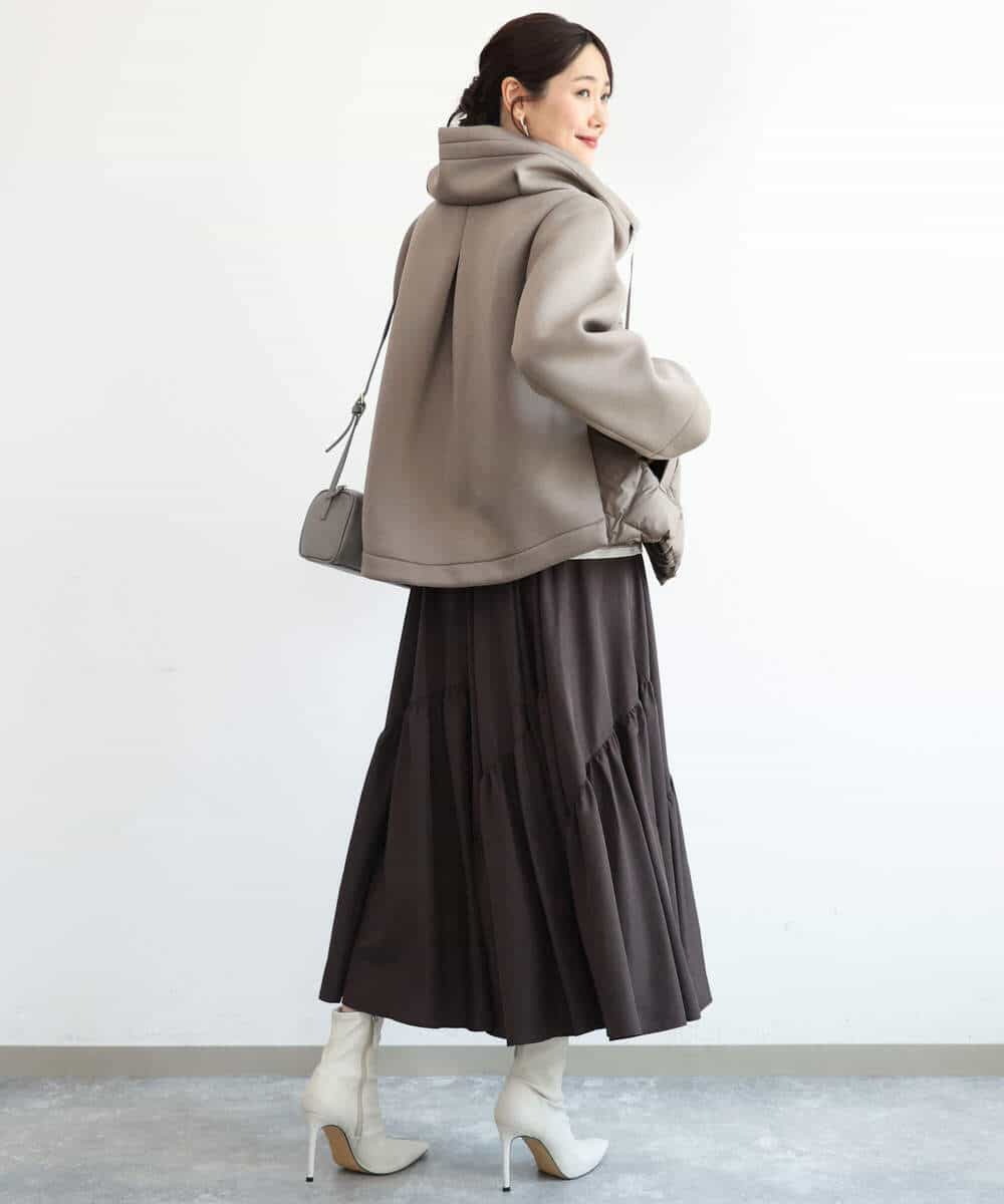 FUJAG10270 MK MICHEL KLEIN(MK ミッシェルクラン) カットボンディング中綿ブルゾン ブラック