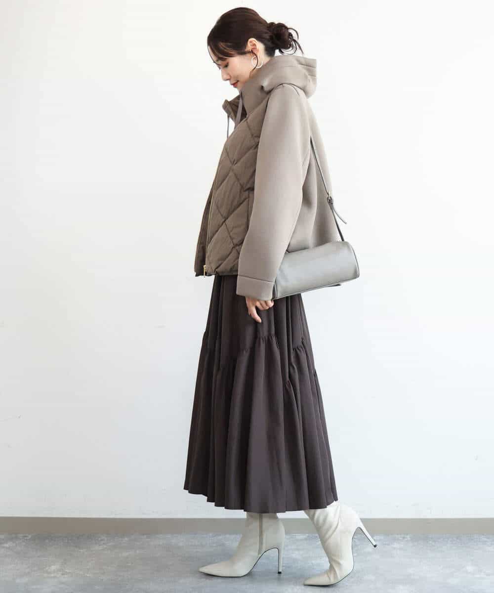 FUJAG10270 MK MICHEL KLEIN(MK ミッシェルクラン) カットボンディング中綿ブルゾン ブラック