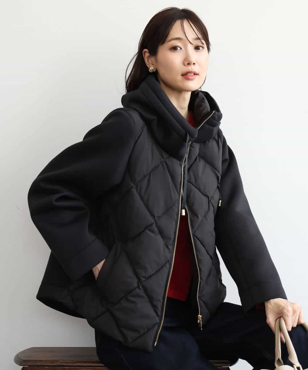 FUJAG10270 MK MICHEL KLEIN(MK ミッシェルクラン) カットボンディング中綿ブルゾン ブラック