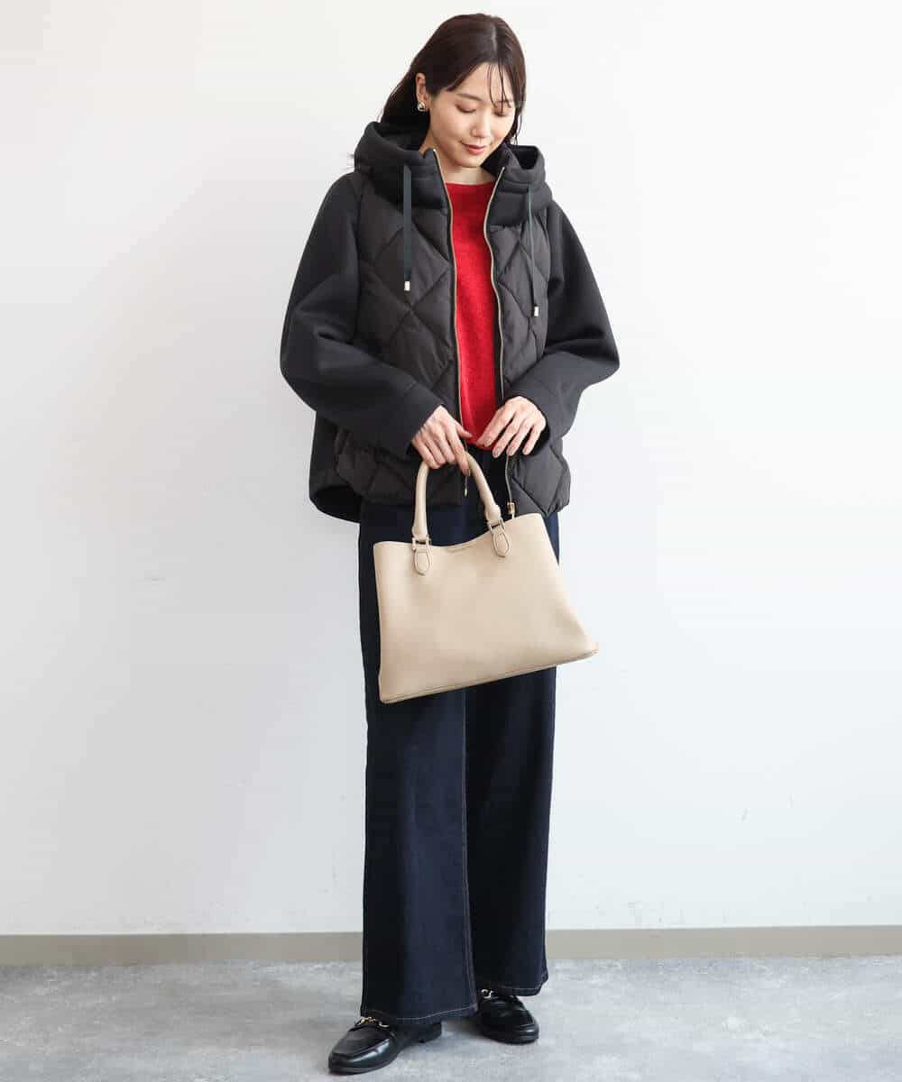 FUJAG10270 MK MICHEL KLEIN(MK ミッシェルクラン) カットボンディング中綿ブルゾン ブラック