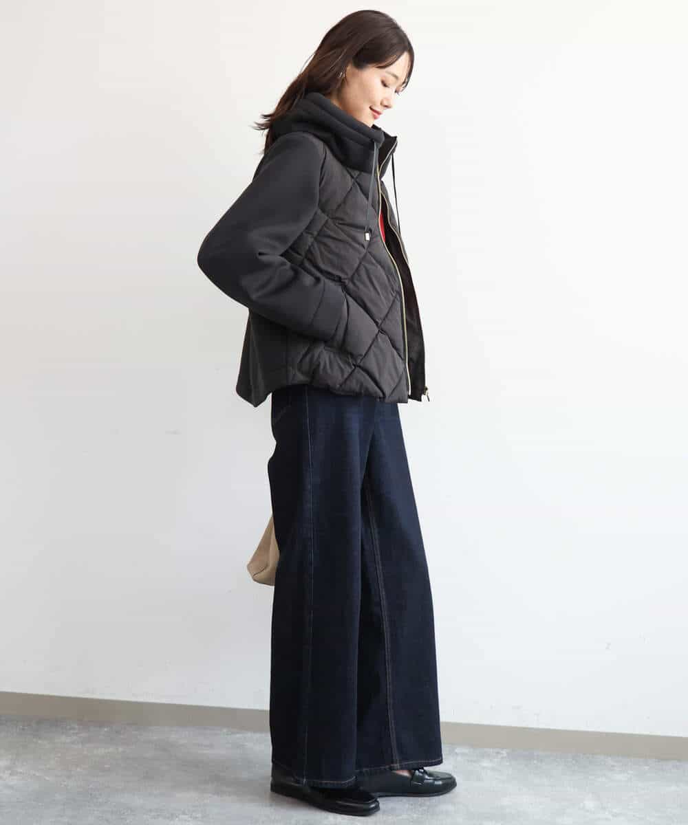 FUJAG10270 MK MICHEL KLEIN(MK ミッシェルクラン) カットボンディング中綿ブルゾン ブラック