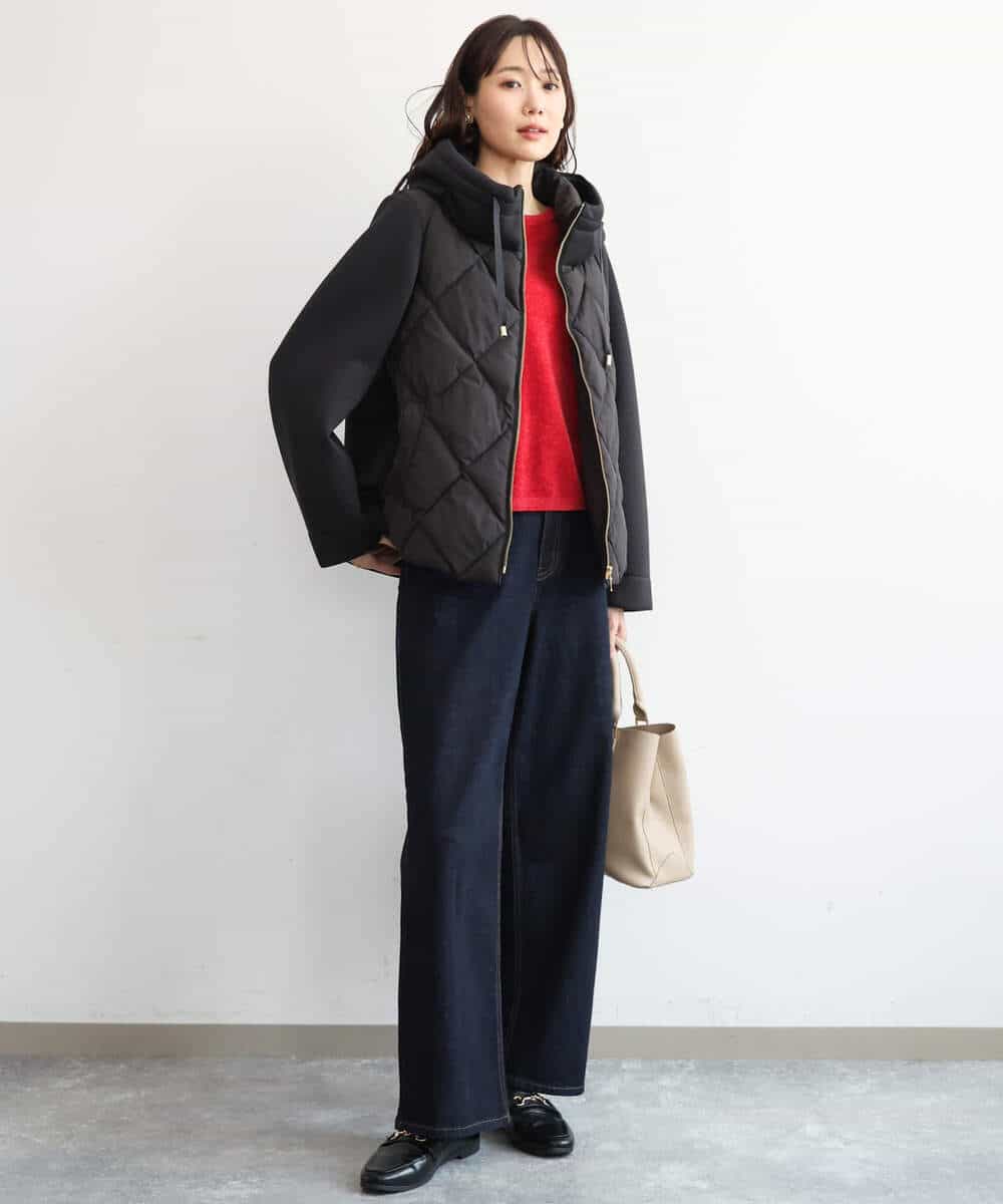 FUJAG10270 MK MICHEL KLEIN(MK ミッシェルクラン) カットボンディング中綿ブルゾン ブラック