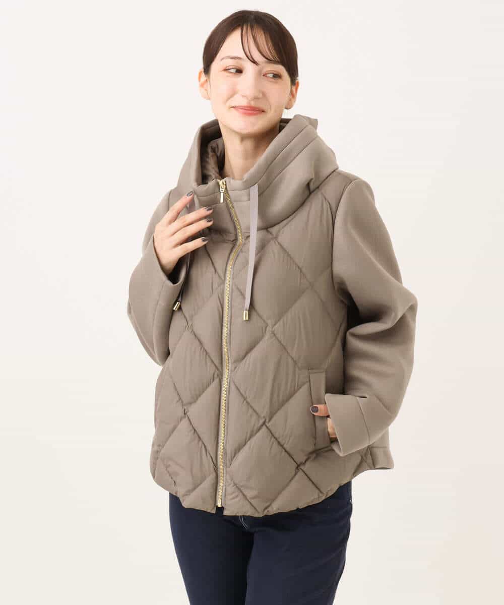 FUJAG10270 MK MICHEL KLEIN(MK ミッシェルクラン) カットボンディング中綿ブルゾン ブラック