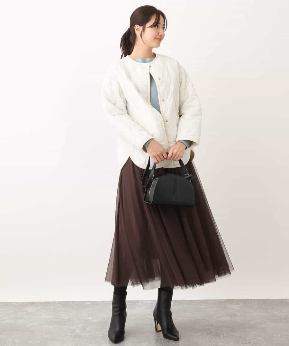 FUJAV02230 MK MICHEL KLEIN(MK ミッシェルクラン) キルティングタフタ中綿ブルゾン ブラック