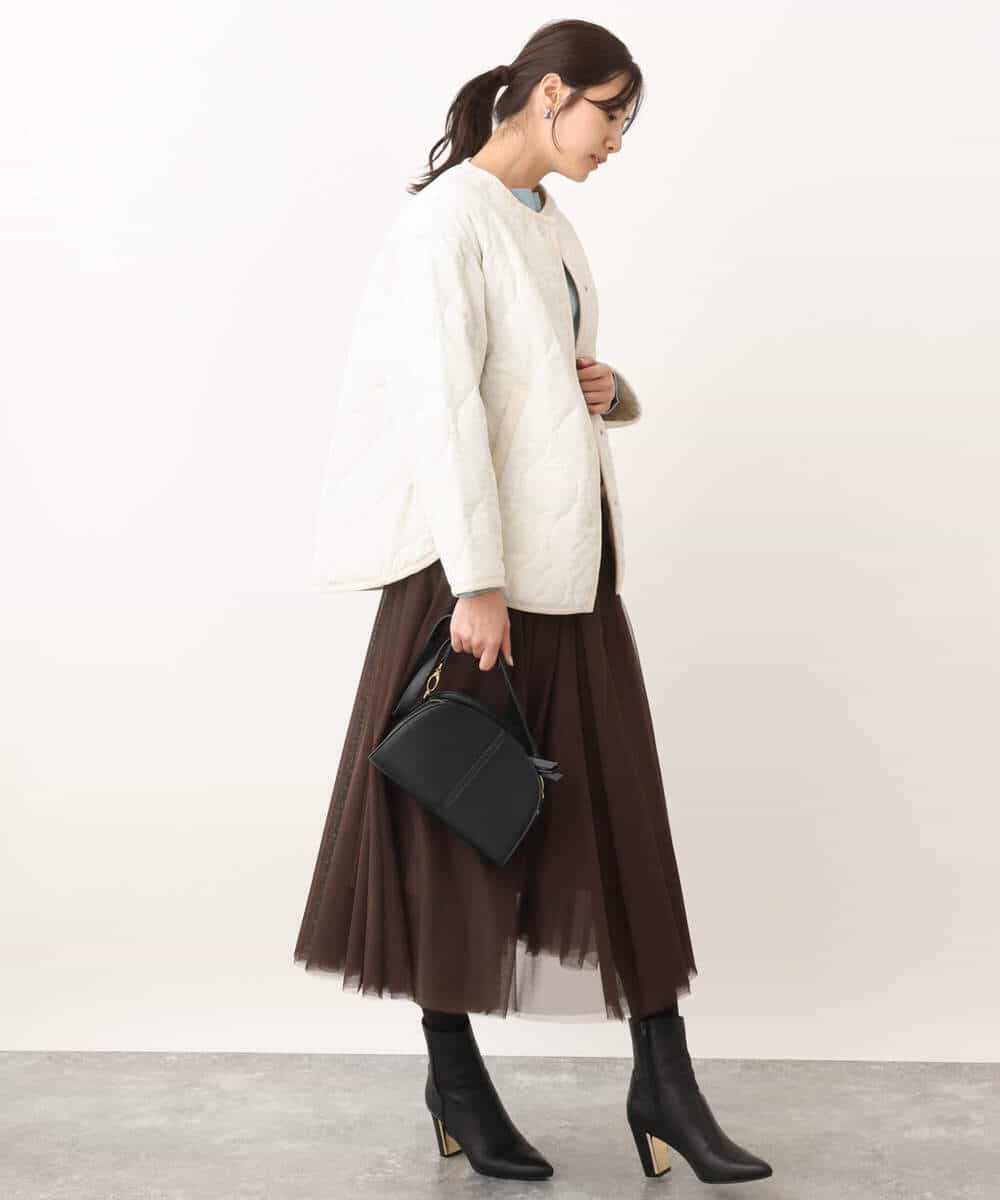 FUJAV02230 MK MICHEL KLEIN(MK ミッシェルクラン) キルティングタフタ中綿ブルゾン ブラック