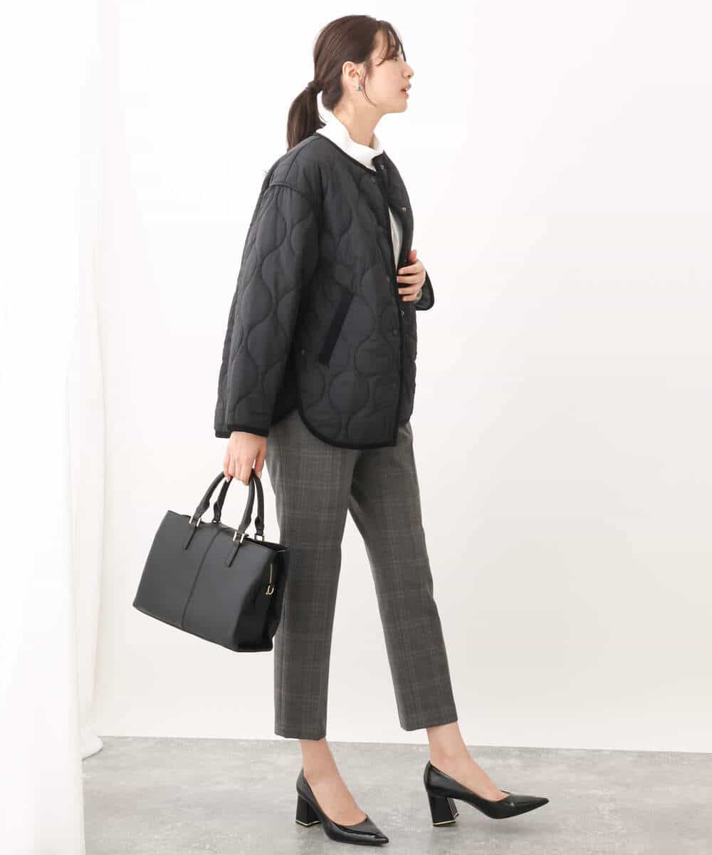 FUJAV02230 MK MICHEL KLEIN(MK ミッシェルクラン) キルティングタフタ中綿ブルゾン ブラック