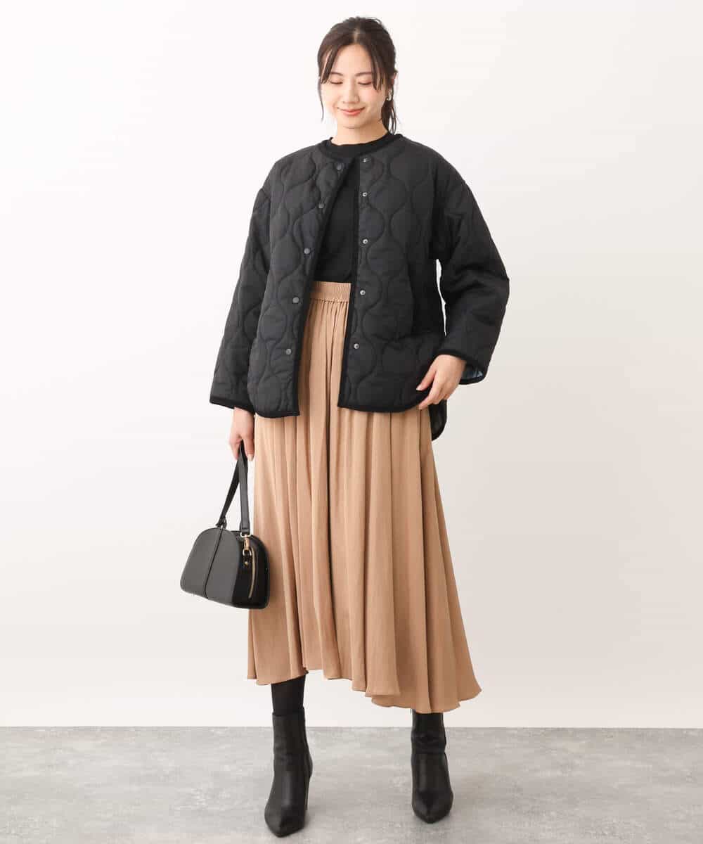 FUJAV02230 MK MICHEL KLEIN(MK ミッシェルクラン) キルティングタフタ中綿ブルゾン ブラック