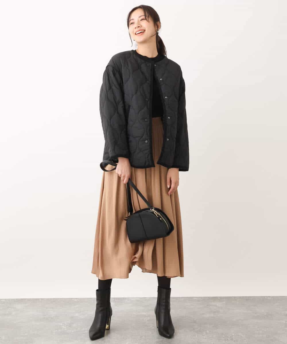 FUJAV02230 MK MICHEL KLEIN(MK ミッシェルクラン) キルティングタフタ中綿ブルゾン ブラック