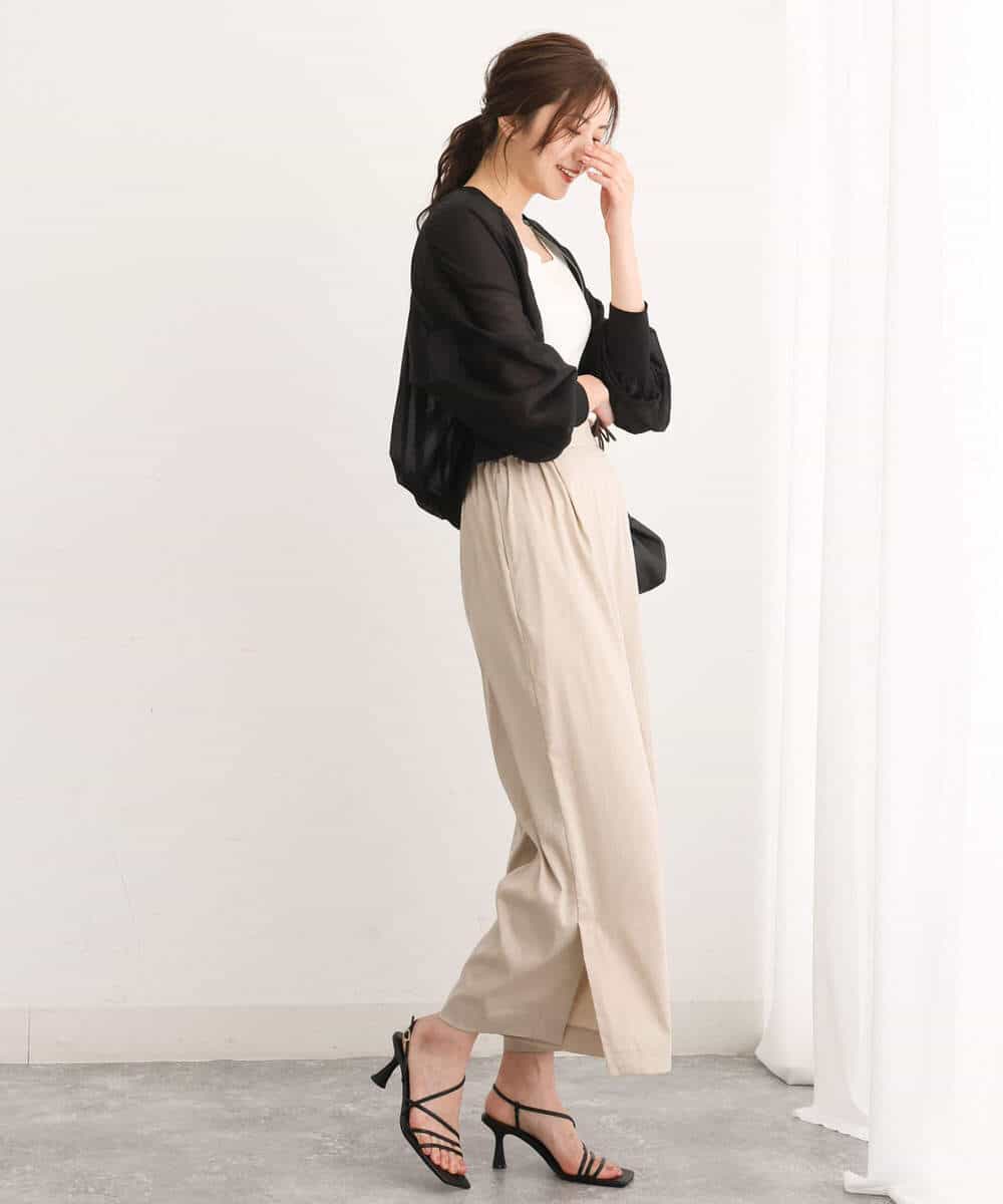 FUJJS01150 MK MICHEL KLEIN(MK ミッシェルクラン) シアーブルゾン/洗える ブラック