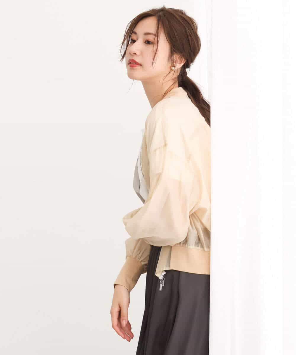 FUJJS01150 MK MICHEL KLEIN(MK ミッシェルクラン) シアーブルゾン/洗える ブラック
