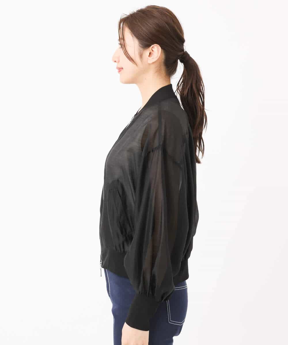 FUJJS01150 MK MICHEL KLEIN(MK ミッシェルクラン) シアーブルゾン/洗える ブラック