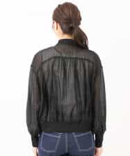 FUJJS01150 MK MICHEL KLEIN(MK ミッシェルクラン) シアーブルゾン/洗える ブラック