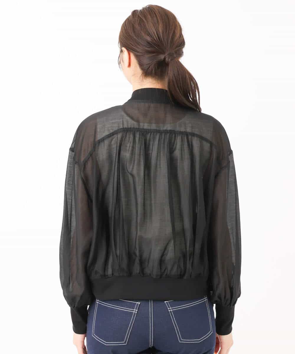 FUJJS01150 MK MICHEL KLEIN(MK ミッシェルクラン) シアーブルゾン/洗える ブラック