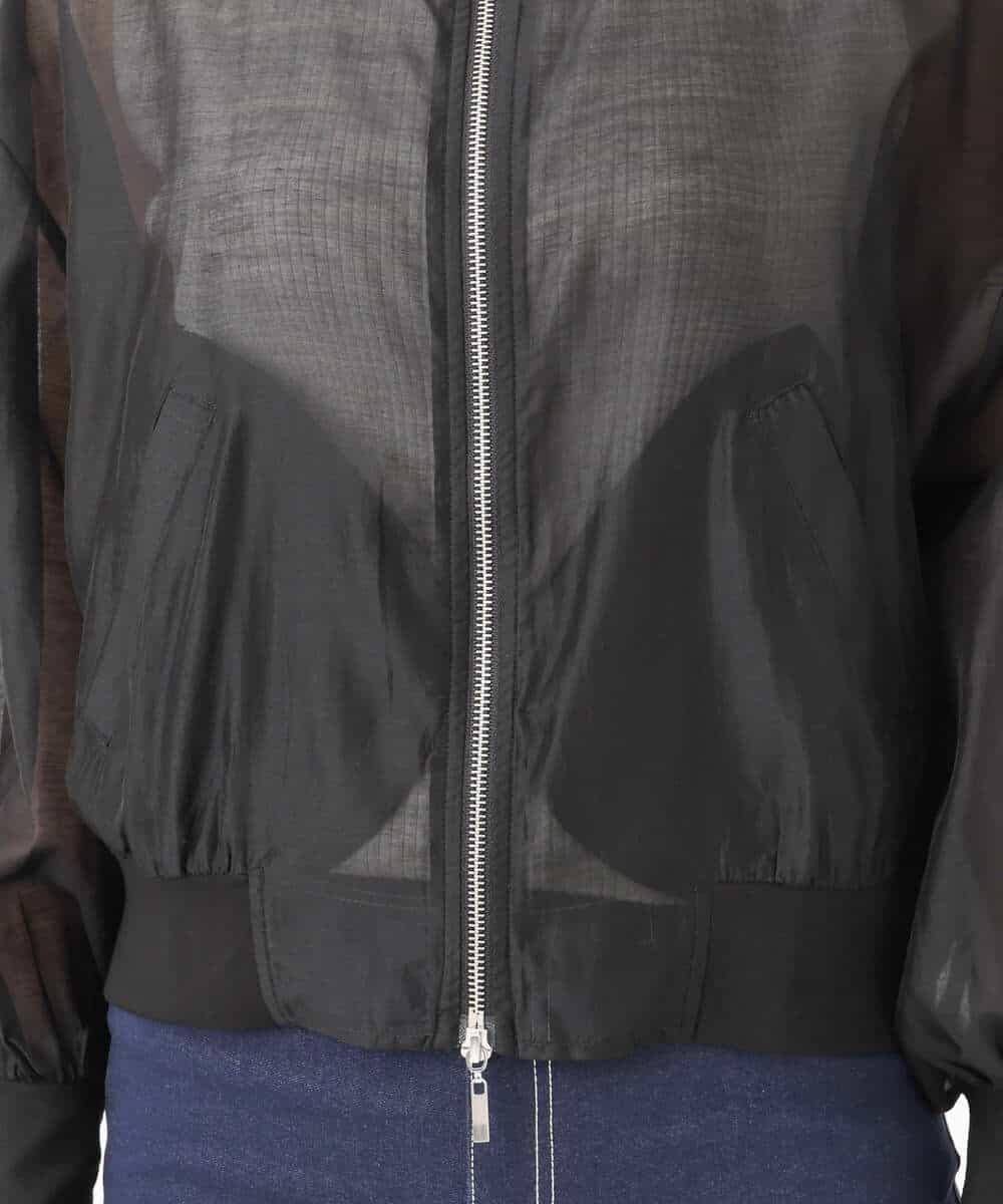 FUJJS01150 MK MICHEL KLEIN(MK ミッシェルクラン) シアーブルゾン/洗える ブラック