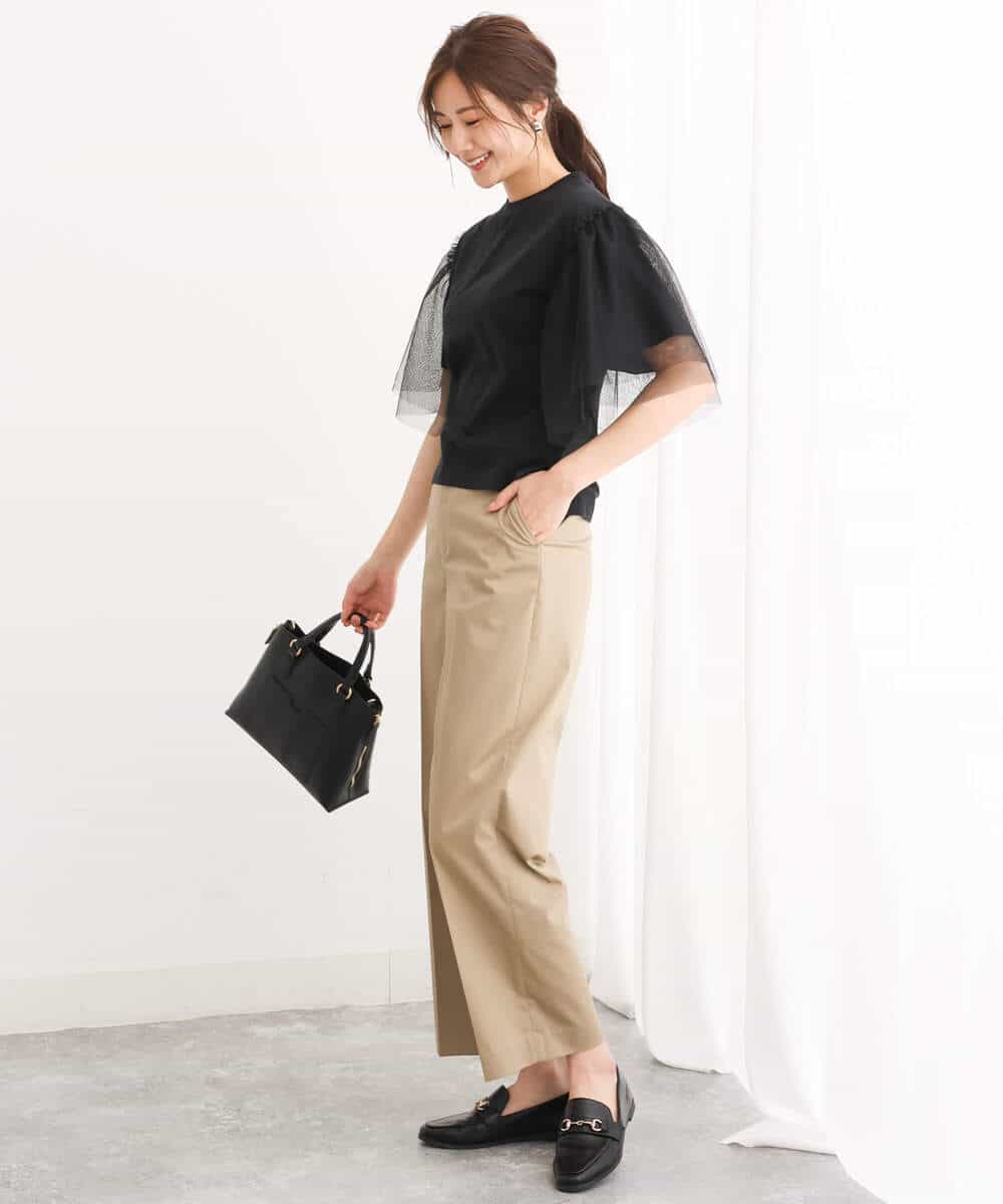 FUKHS02080 MK MICHEL KLEIN(MK ミッシェルクラン) チュール袖カットソー/洗える アイボリー