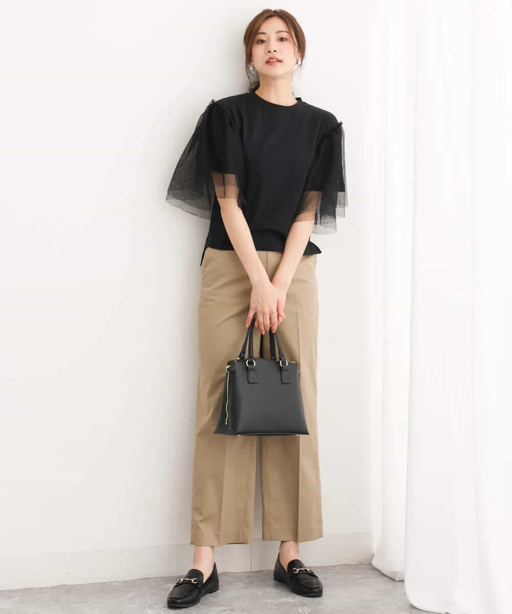 FUKHS02080 MK MICHEL KLEIN(MK ミッシェルクラン) チュール袖カットソー/洗える アイボリー