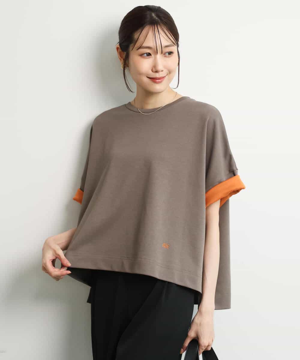 FUKJD10110 MK MICHEL KLEIN(MK ミッシェルクラン) [洗える]配色デザイン コットン混カットソー ブラック