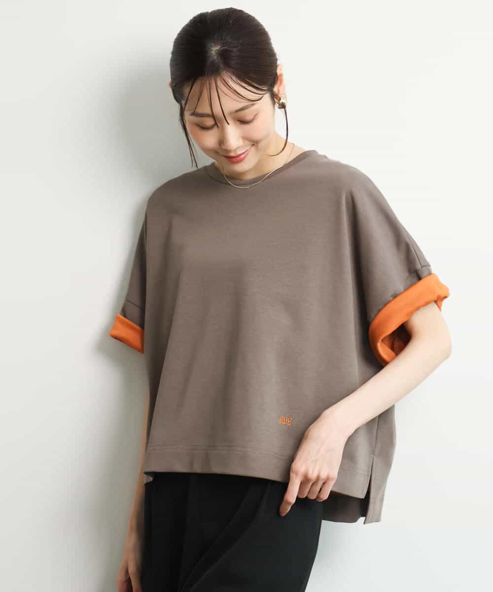 FUKJD10110 MK MICHEL KLEIN(MK ミッシェルクラン) [洗える]配色デザイン コットン混カットソー ブラック