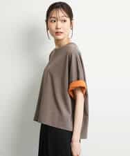 FUKJD10110 MK MICHEL KLEIN(MK ミッシェルクラン) [洗える]配色デザイン コットン混カットソー ブラック