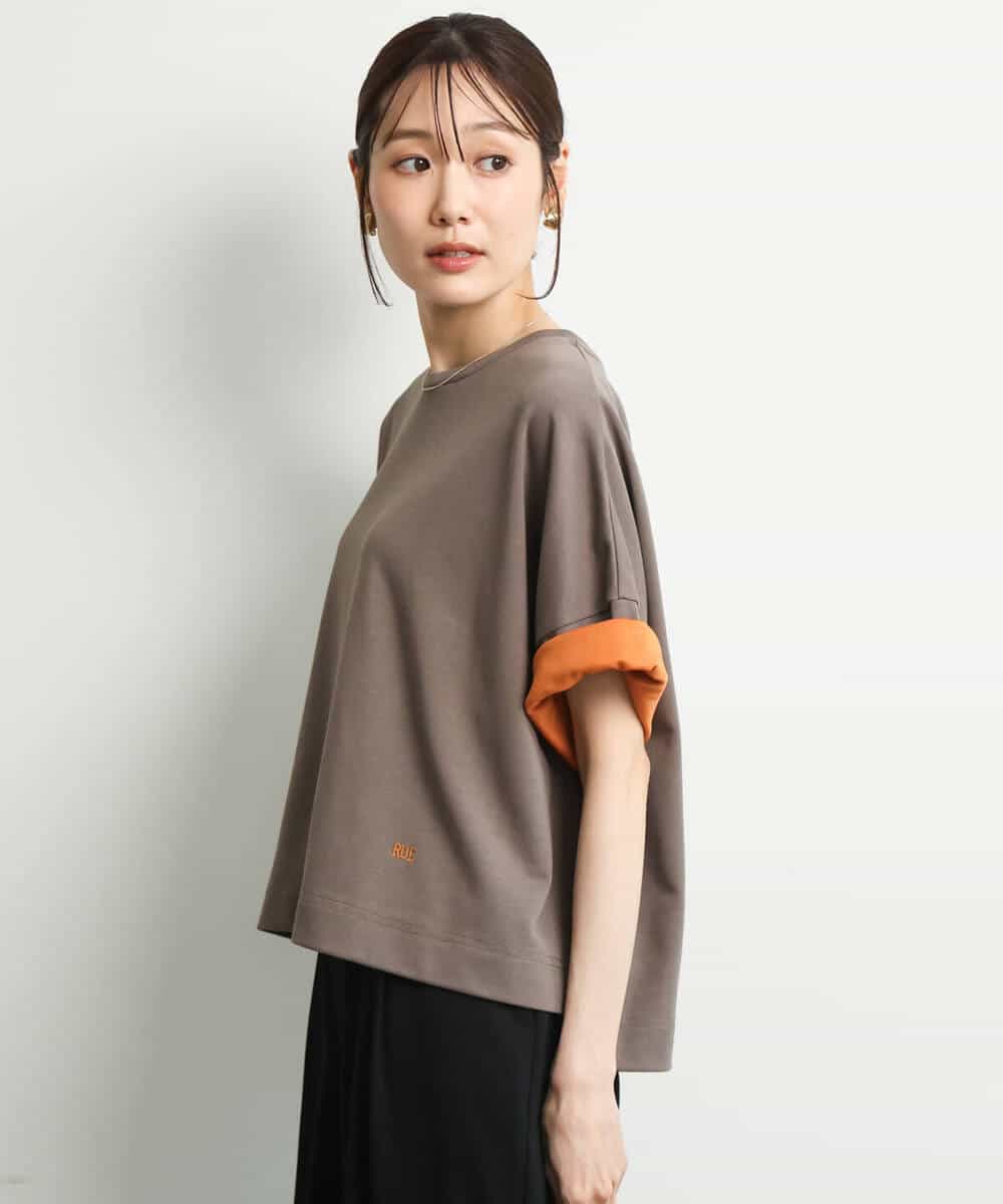 FUKJD10110 MK MICHEL KLEIN(MK ミッシェルクラン) [洗える]配色デザイン コットン混カットソー ブラック
