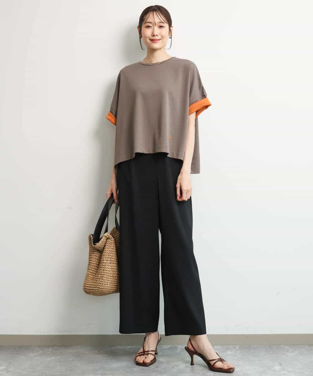 FUKJD10110 MK MICHEL KLEIN(MK ミッシェルクラン) [洗える]配色デザイン コットン混カットソー ブラック
