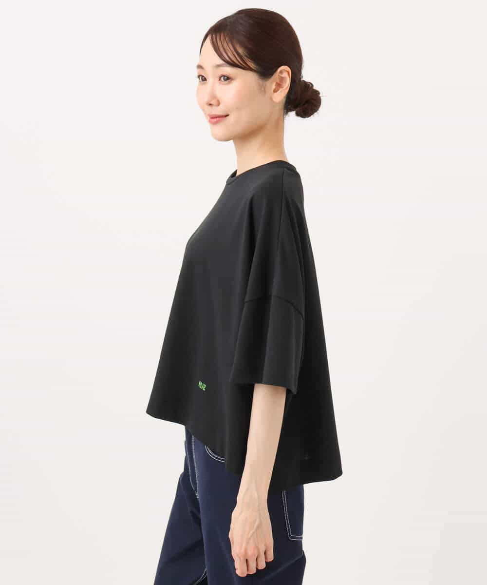 FUKJD10110 MK MICHEL KLEIN(MK ミッシェルクラン) [洗える]配色デザイン コットン混カットソー ブラック