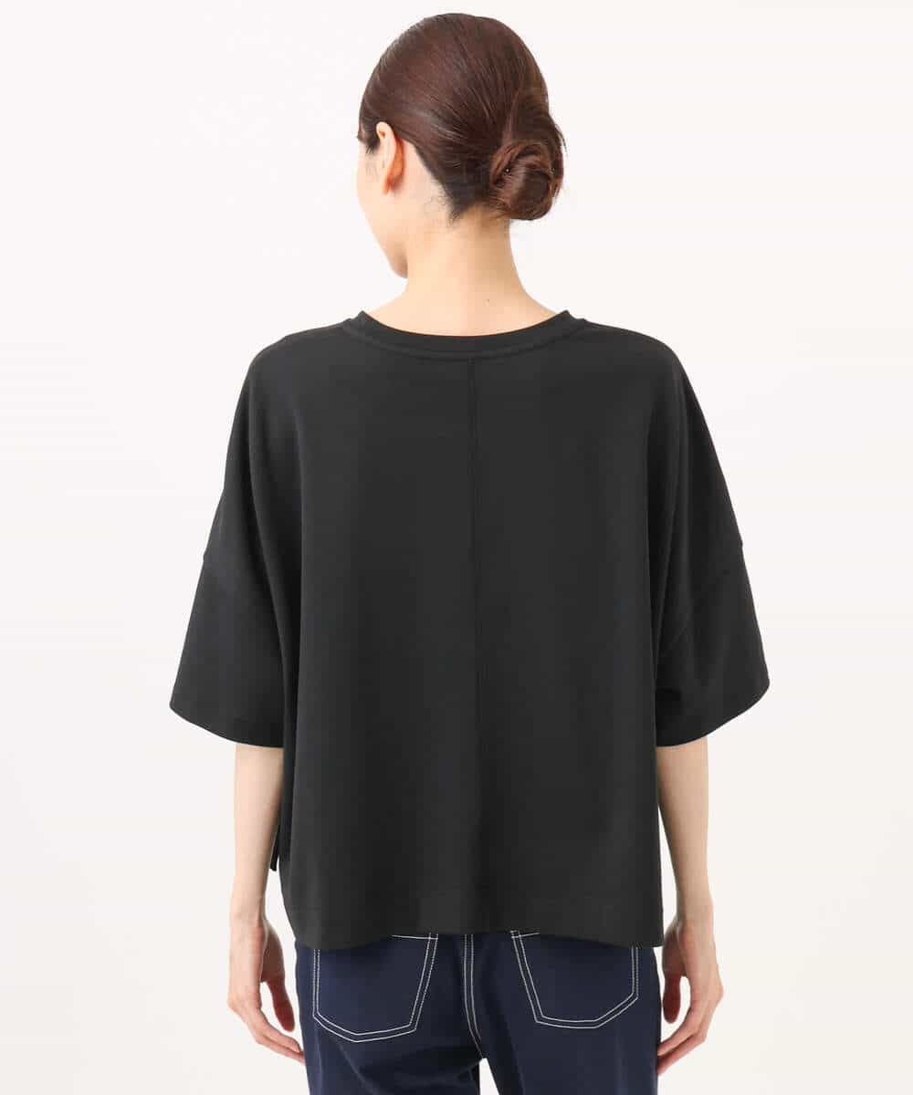 FUKJD10110 MK MICHEL KLEIN(MK ミッシェルクラン) [洗える]配色デザイン コットン混カットソー ブラック