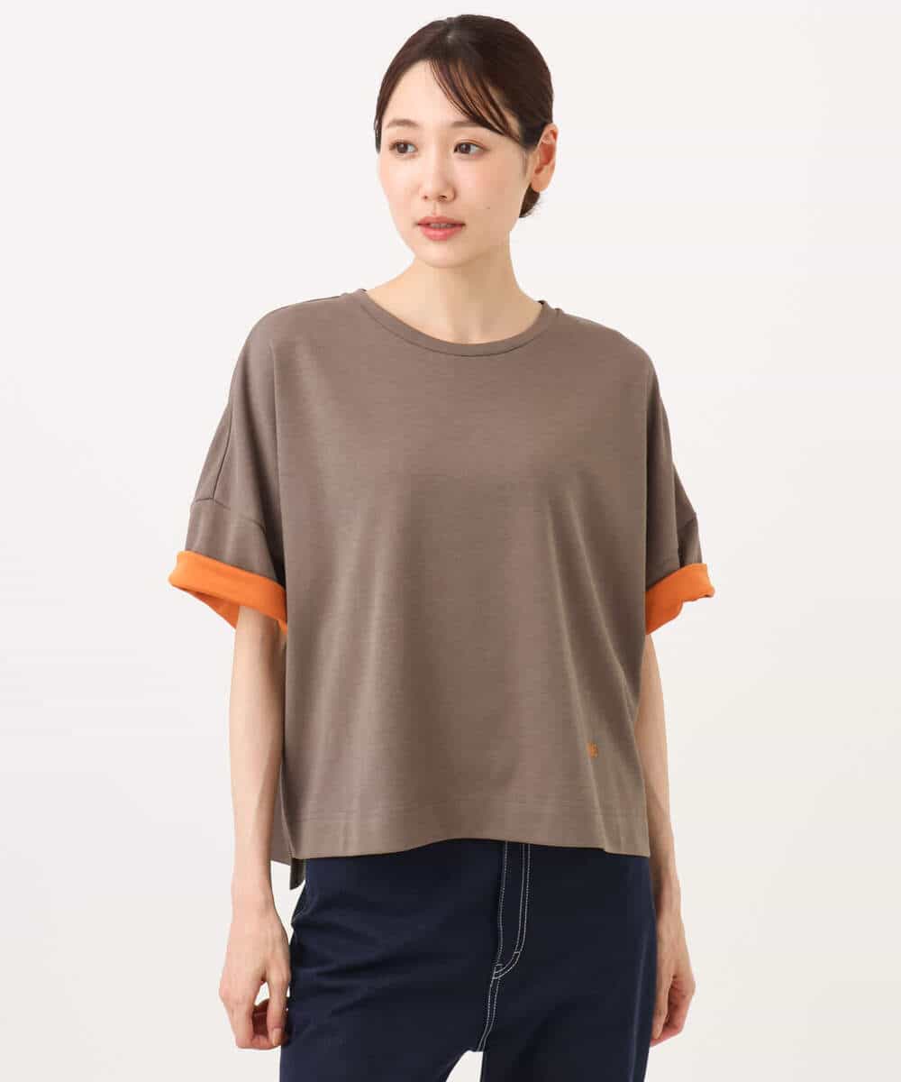 FUKJD10110 MK MICHEL KLEIN(MK ミッシェルクラン) [洗える]配色デザイン コットン混カットソー ブラック