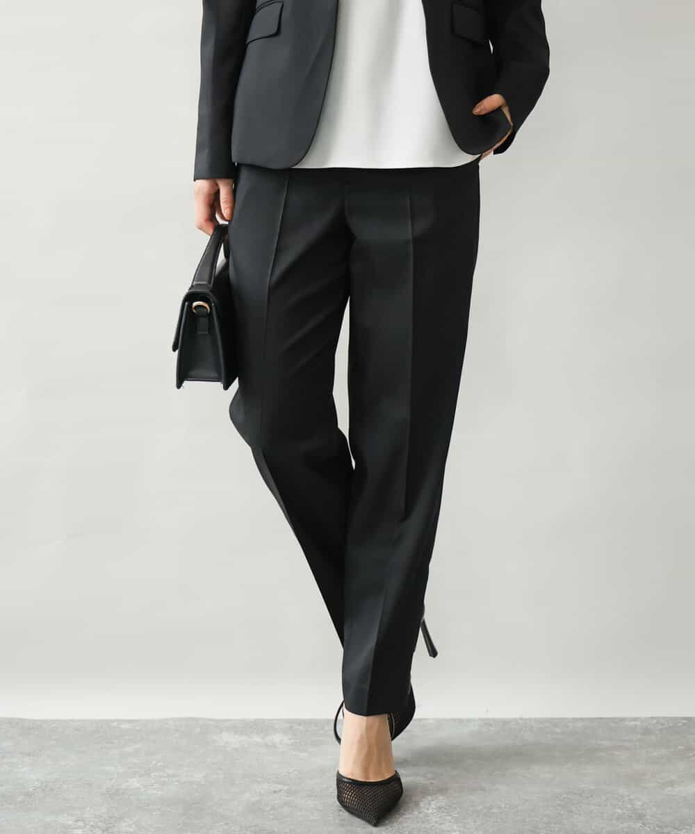 FULAG30170 MK MICHEL KLEIN(MK ミッシェルクラン) [セットアップ対応/洗える]イージーツイル テーパードパンツ ブラック
