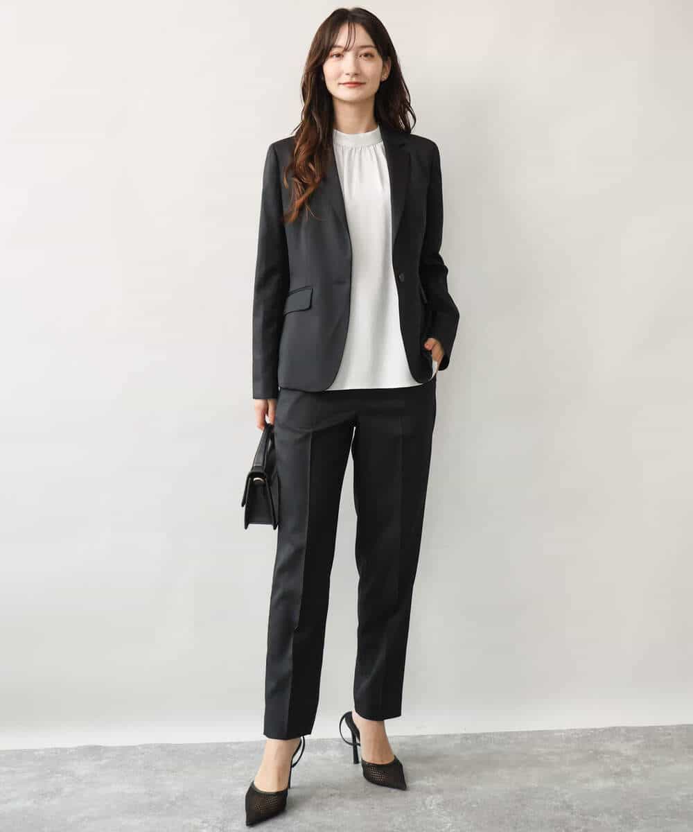 FULAG30170 MK MICHEL KLEIN(MK ミッシェルクラン) [セットアップ対応/洗える]イージーツイル テーパードパンツ ブラック