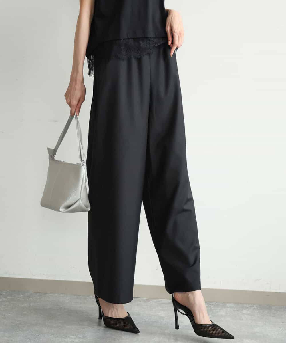FULJD10160 MK MICHEL KLEIN(MK ミッシェルクラン) [洗える]マイクロサキソニー ワイドパンツ ブラック