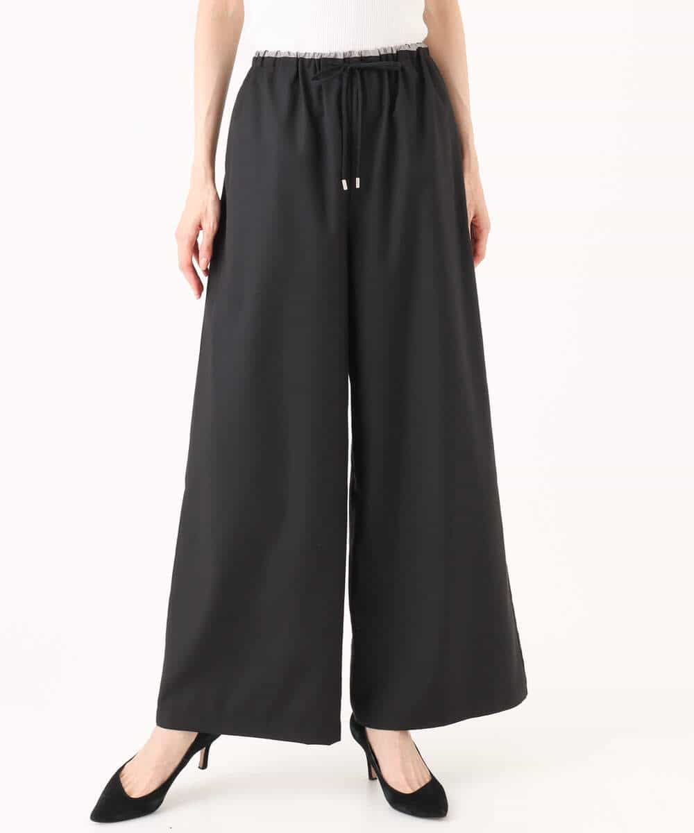 FULJD10160 MK MICHEL KLEIN(MK ミッシェルクラン) [洗える]マイクロサキソニー ワイドパンツ ブラック