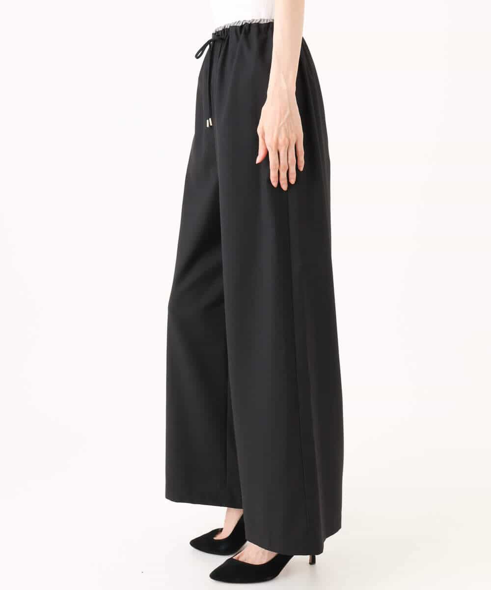 FULJD10160 MK MICHEL KLEIN(MK ミッシェルクラン) [洗える]マイクロサキソニー ワイドパンツ ブラック