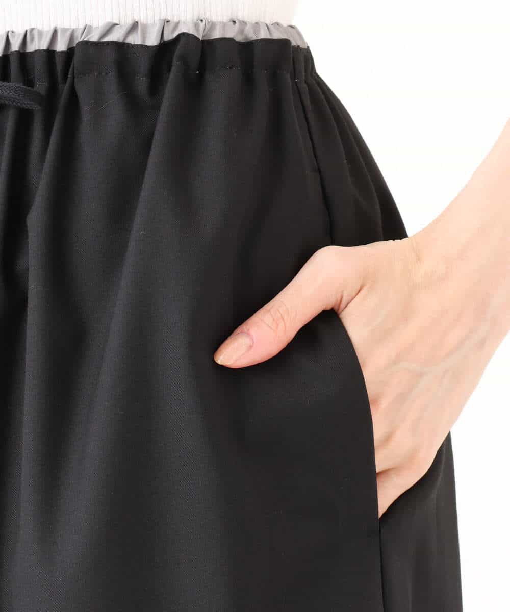 FULJD10160 MK MICHEL KLEIN(MK ミッシェルクラン) [洗える]マイクロサキソニー ワイドパンツ ブラック