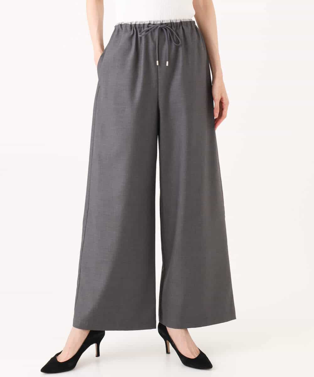 FULJD10160 MK MICHEL KLEIN(MK ミッシェルクラン) [洗える]マイクロサキソニー ワイドパンツ ブラック