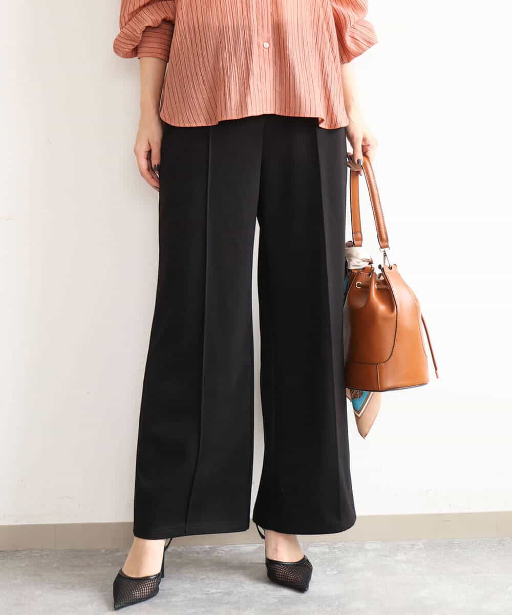 FULJD30140 MK MICHEL KLEIN(MK ミッシェルクラン) [洗える]エアリーポンチ ワイドパンツ ブラック