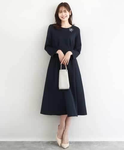 FUPFD01230 MK MICHEL KLEIN スムースダンボール タックワンピース/洗える