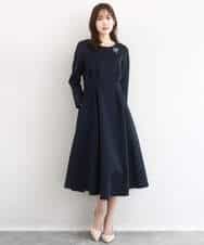 FUPFD01230 MK MICHEL KLEIN(MK ミッシェルクラン) スムースダンボール タックワンピース/洗える ライトグレー