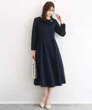 FUPFD01230 MK MICHEL KLEIN(MK ミッシェルクラン) スムースダンボール タックワンピース/洗える ライトグレー