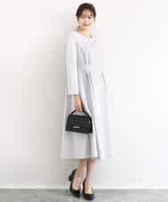 FUPFD01230 MK MICHEL KLEIN(MK ミッシェルクラン) スムースダンボール タックワンピース/洗える ライトグレー