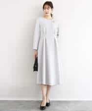 FUPFD01230 MK MICHEL KLEIN(MK ミッシェルクラン) スムースダンボール タックワンピース/洗える ライトグレー