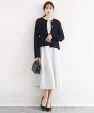 FUPFD01230 MK MICHEL KLEIN(MK ミッシェルクラン) スムースダンボール タックワンピース/洗える ライトグレー