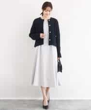 FUPFD01230 MK MICHEL KLEIN(MK ミッシェルクラン) スムースダンボール タックワンピース/洗える ライトグレー